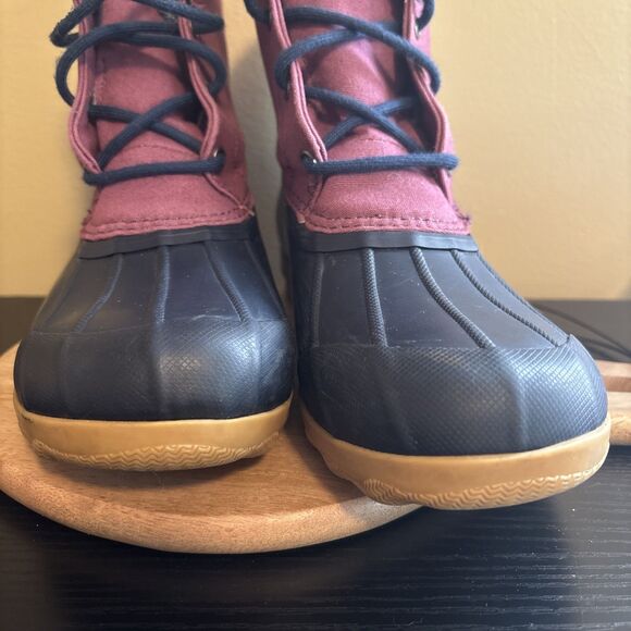 Sperry Port Boot Girls Purple Duck Rain Boot Rubber Flat Socks Size 5M Preowned - Picture 5 of 16